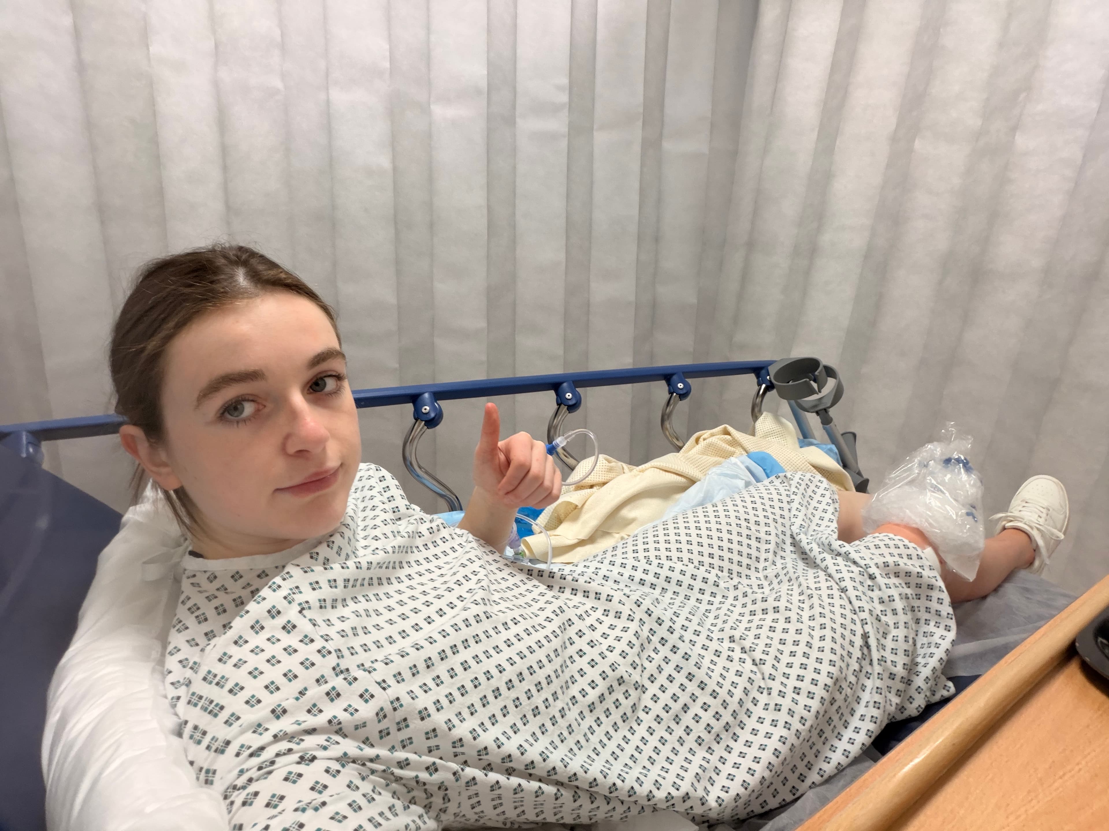In hospital after ACL reconstruction surgery